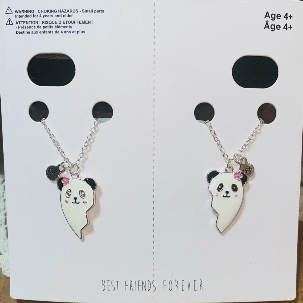 Best Friends Forever Necklace Set - Pink‎ and White